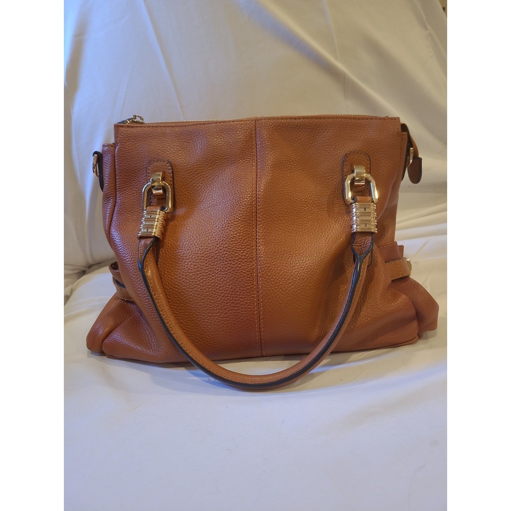 Kattee Brown Pebbled leather Satchel Top Handle Bag